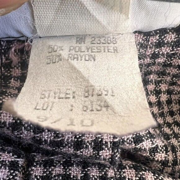 Vintage Kips Bay Pink & Black Womens Houndstooth Plaid Skirt Pleated Skater 9/10 - Picture 11 of 12